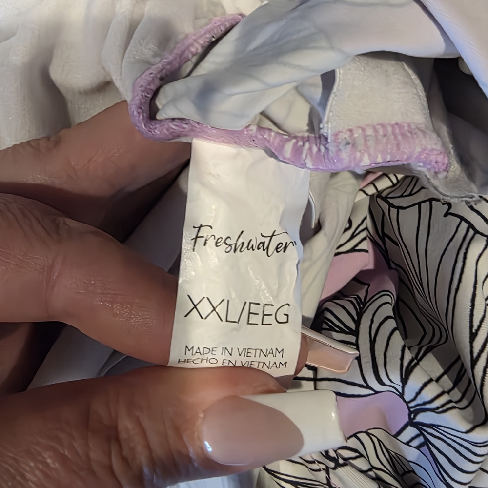 Freshwater Floral Swim Cover-Up in White and Light Purple